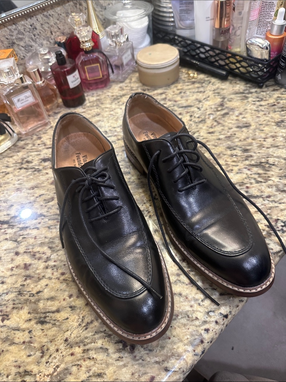 Classic Black Leather Derby Oxfords with Contrast Welt
